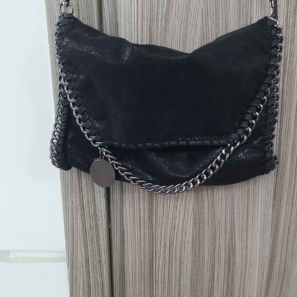 Black Chain-Embellished Women's Bag